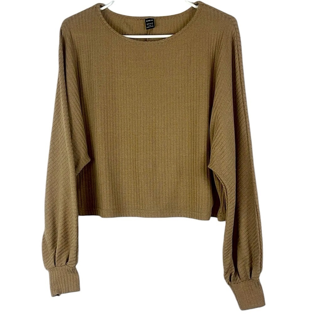 Shein dolman cropped ribbed casual top Sz S